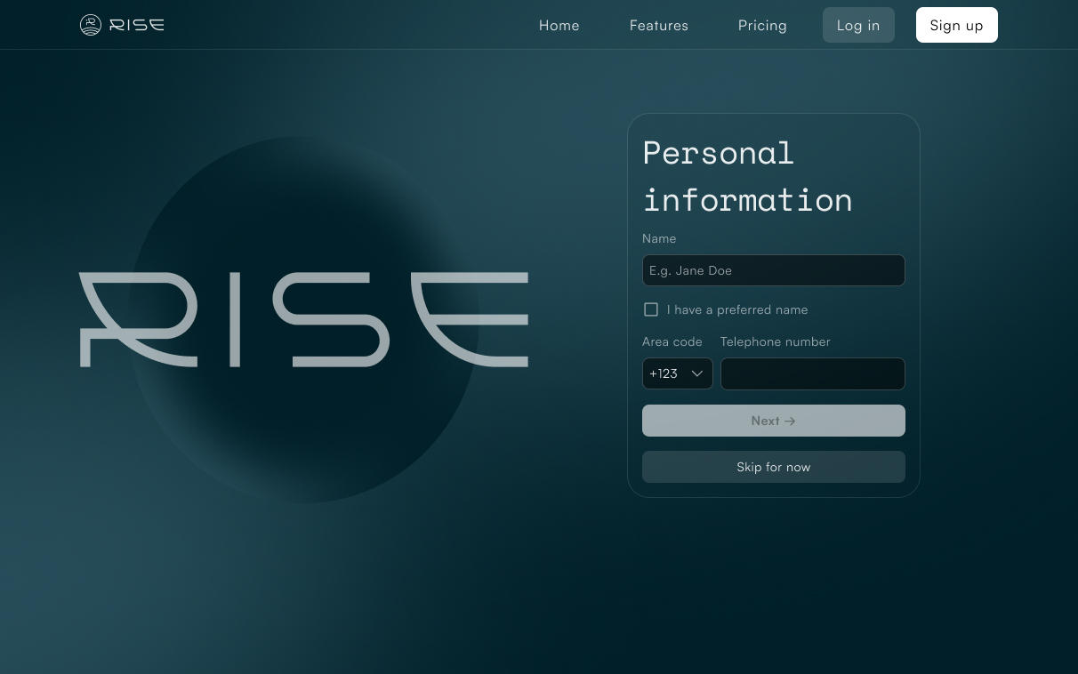 RISE interface screen 5